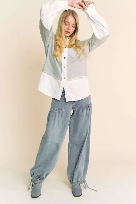 Davi & Dani Faux Layered French Terry Contrast Top 49c20994-c913-4b81-b7a3-8df8b0987683-Max