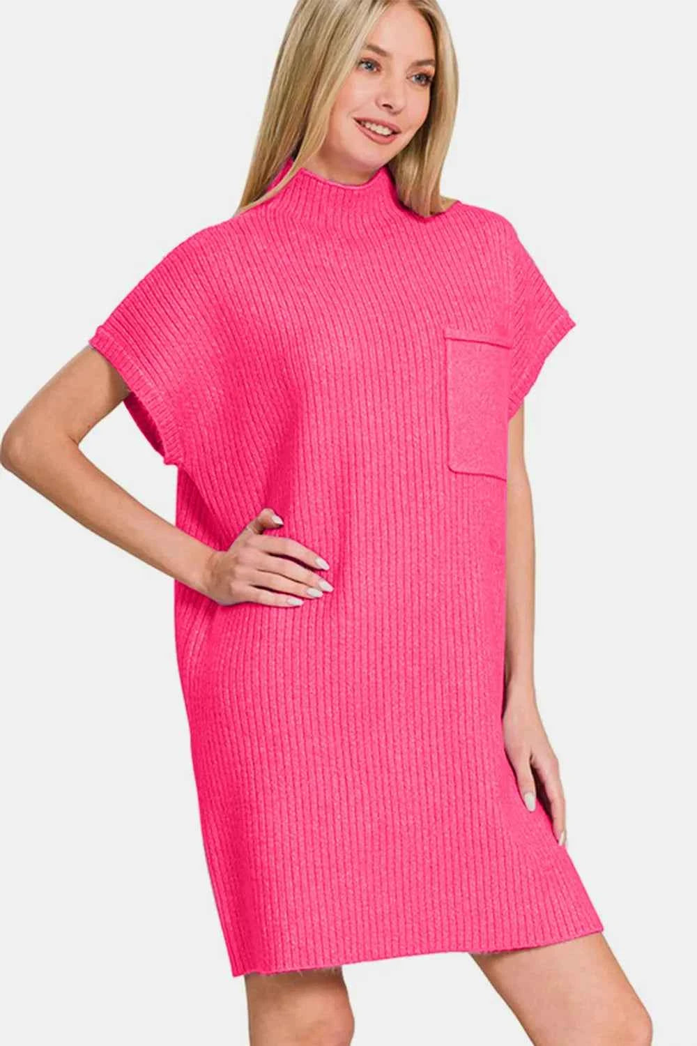 Zenana Short Sleeve Sweater Mini Dress 49cfed4c-0a6d-405e-b993-9fe917095fba-Max