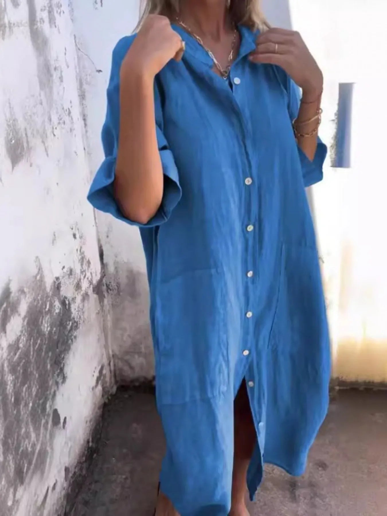 Full Size Casual Linen Button-Down Shirt Dress Plus Size Blue 49e5c968afc24f6296a2ebf1d7ab8af2-Max-Origin