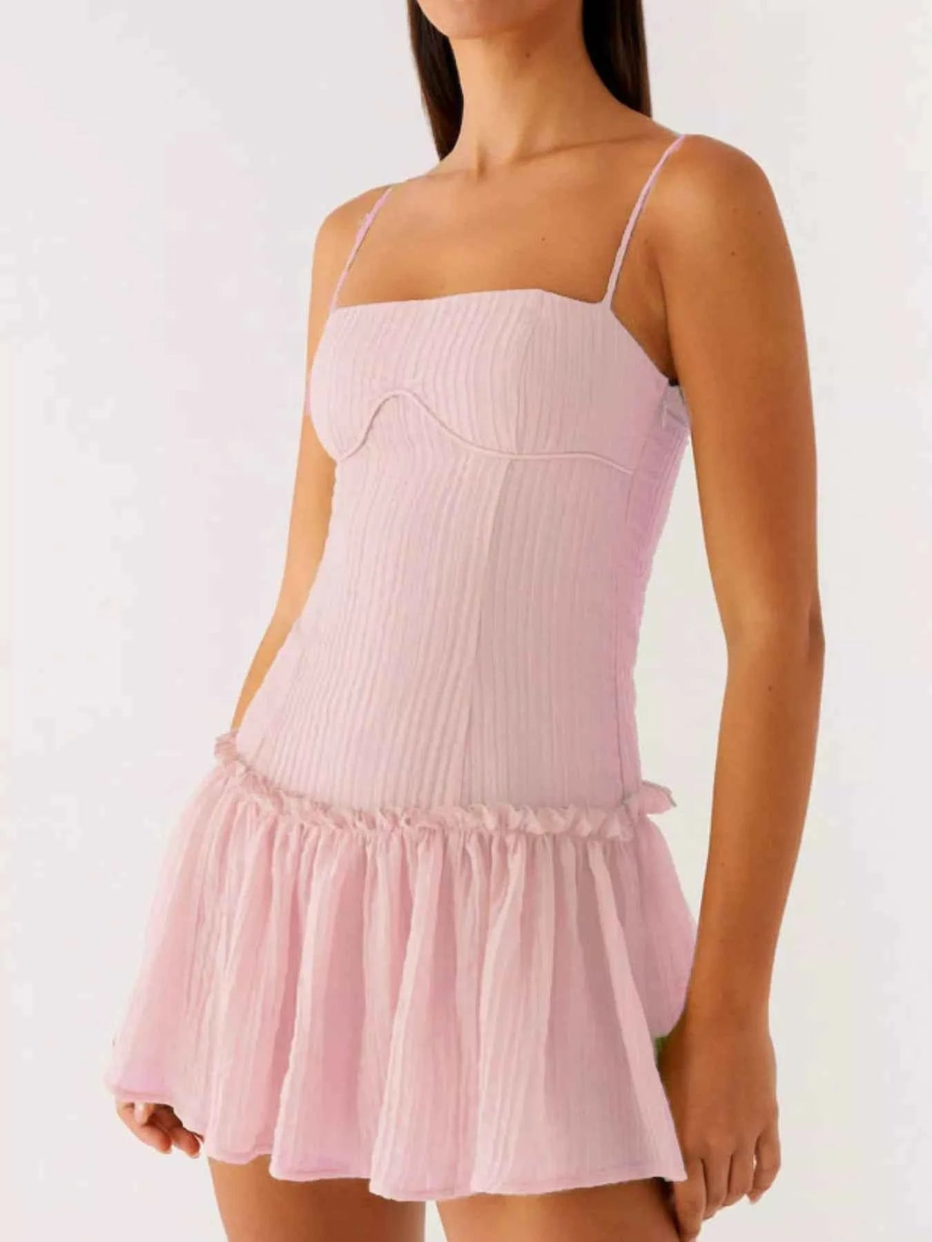 Ruffle Hem Cami Mini Dress Pink 49e625d8-35fa-4589-bee3-879bbabb154b-Max-Origin