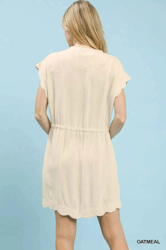 Linen Blend Scallop Hem Mini Dress 49ee660f-ee6d-4492-b9f2-a10ae04e14af-Max-Origin