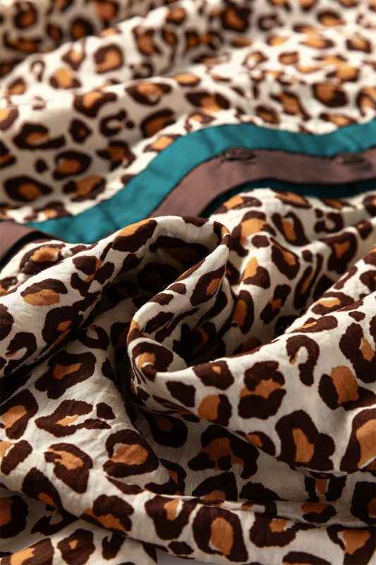 Leopard Contrast Frilled Trim Button-Up Shirt 49f69140-c4ef-4f2b-9a09-d079f29350ba