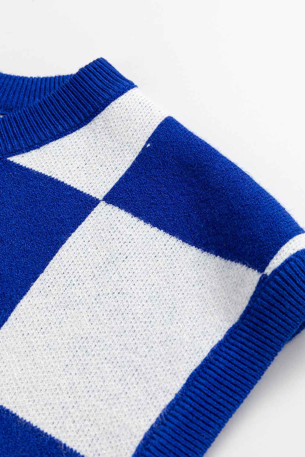 Dark Blue Checkered Knit Top 49fa52c15cbcb39d