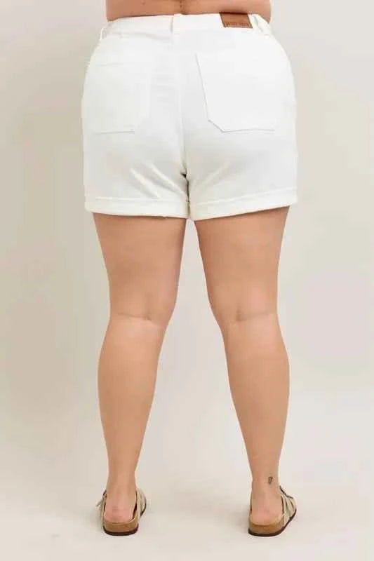 Judy Blue Plus Size High Waist Cuff Denim Shorts 4a05ba724d5b4d209171aff5d10d8d81-Max-Origin