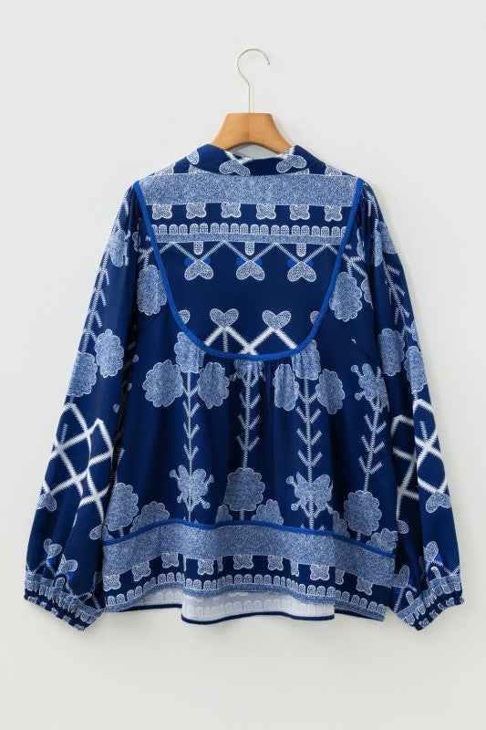 Plus Size Floral Notch Neck Long Sleeve Blouse 4a095b96-fd9b-4666-8717-6ba34fa65b05