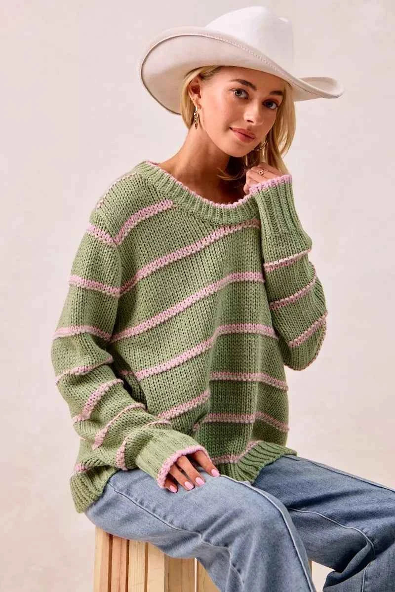BiBi Striped Long Sleeve Sweater 4a0c05602ae14206b2af9dd4cca5a965-Max-Origin