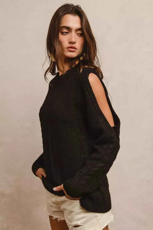 Twist Knitted Open Shoulder Sweater 4a0ff49c-702a-4c97-b10c-767fd6becea8-Max-Origin