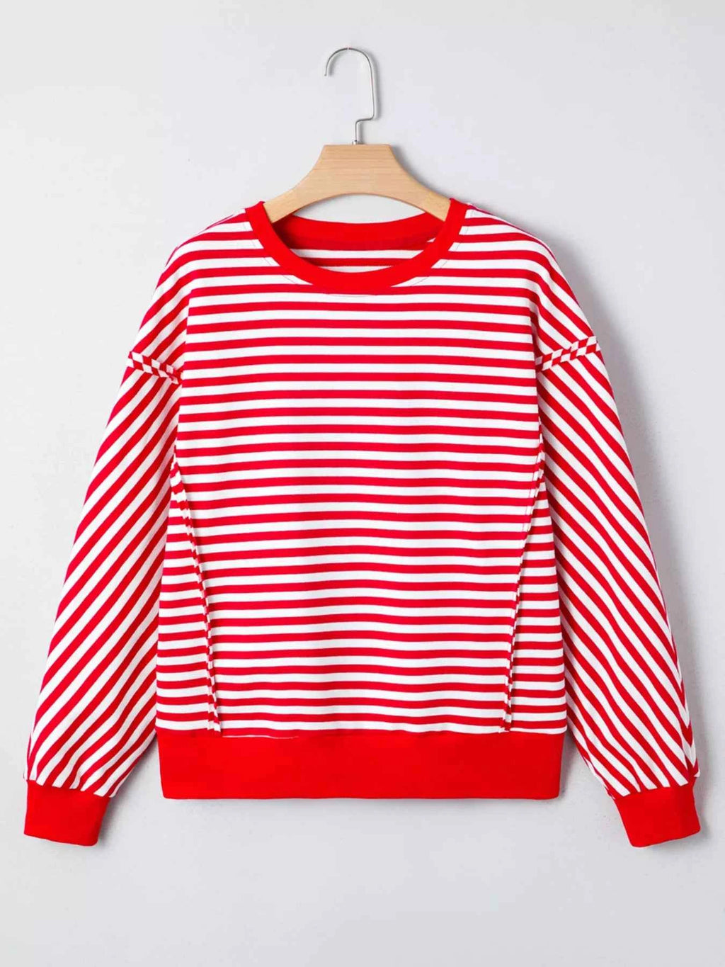 Stripe Exposed Seam Drop Shoulder Casual Top 4a1aca6ade8448a1b4422eb8586b0844-Max-Origin