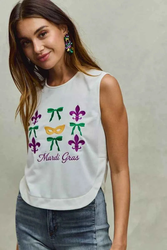 Mardi Gras Fleur De Lis And Ribbon Embroidered Top 4a1ed86bd2814b54b07cbd54604e6f39-Max-Origin