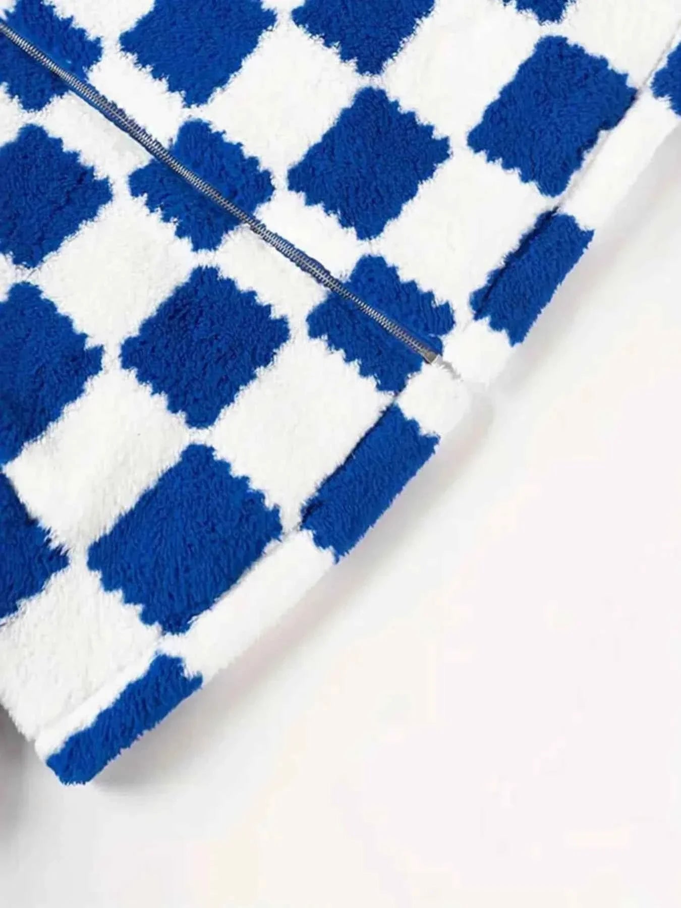 Checkered Fleece Oversized Zip Up Jacket 4a26c403f5ef4f338e897f586dc161bd-Max-Origin