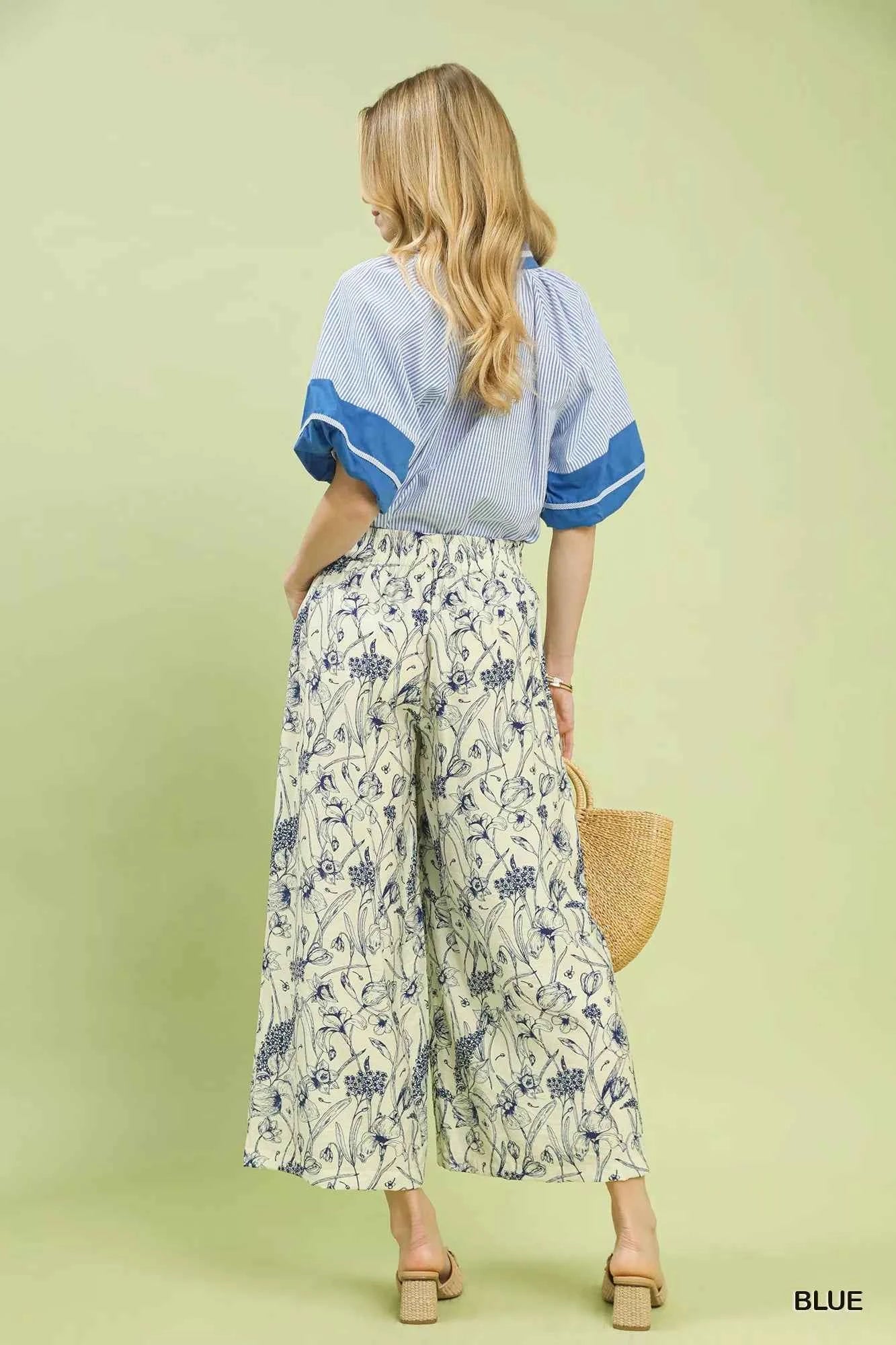 Umgee Two Tone Floral Print Pants 4a36cc9c-36a2-419a-af0d-ee037e960808-Max-Origin