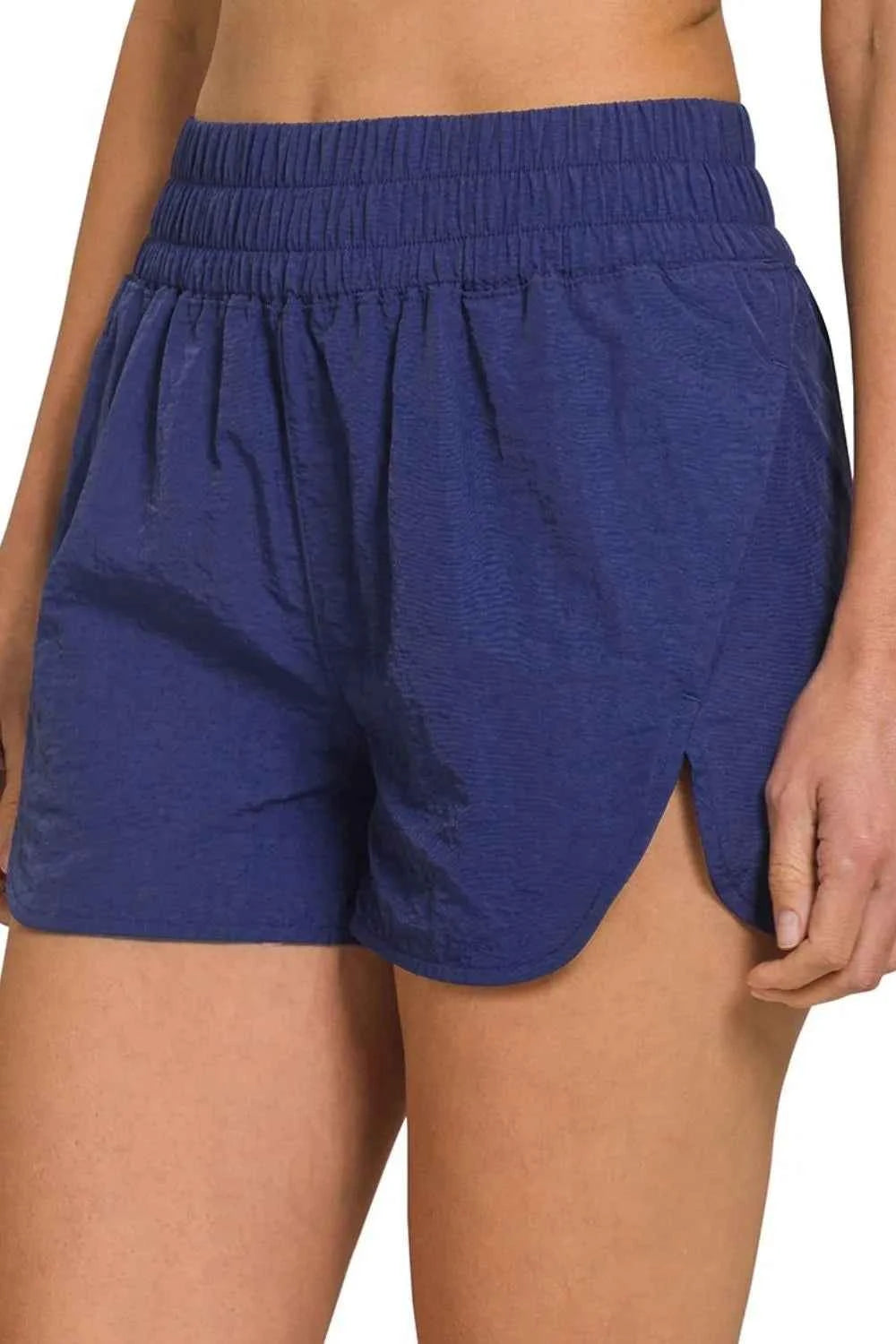 Zenana Windbreaker Smocked Waistband Running Shorts LT NAVY 4a3b27af-58fe-41ce-8312-244b1f9aec83-Max-Origin