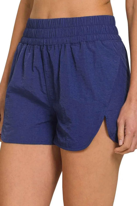 Zenana Windbreaker Smocked Waistband Running Shorts LT NAVY 4a3b27af-58fe-41ce-8312-244b1f9aec83-Max-Origin