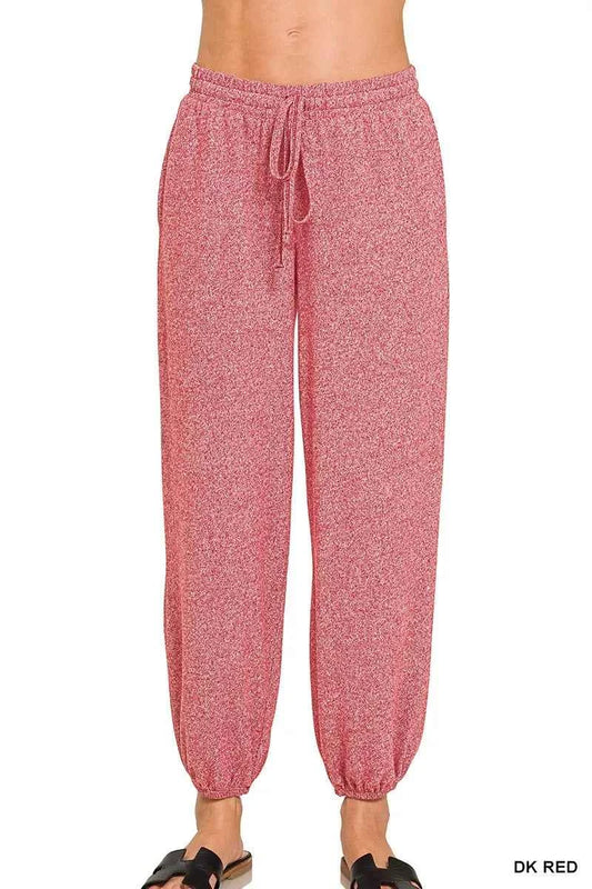 Zenana Soft Melange Hacci Jogger DK RED 4a3d7210501844f88383b354766106c1-Max-Origin