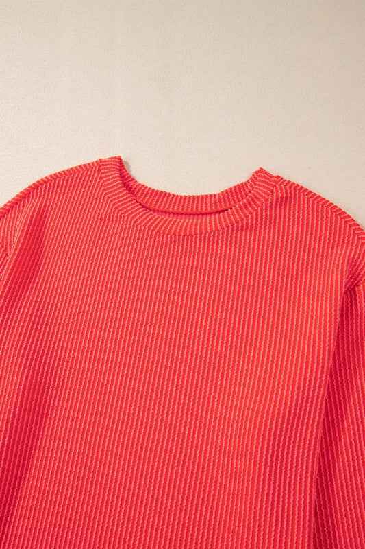 Corded Knit Long Sleeve Top and Shorts Set 4a45770c-78fb-424f-910a-5329a78804a0