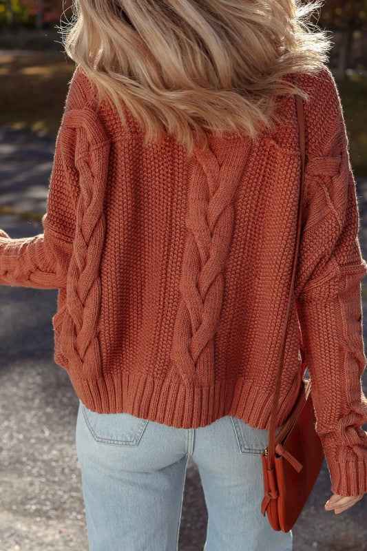 Textured Chunky Knit Long Sleeve Sweater 4a52bf46-877b-4b7b-8478-41cca6af442f