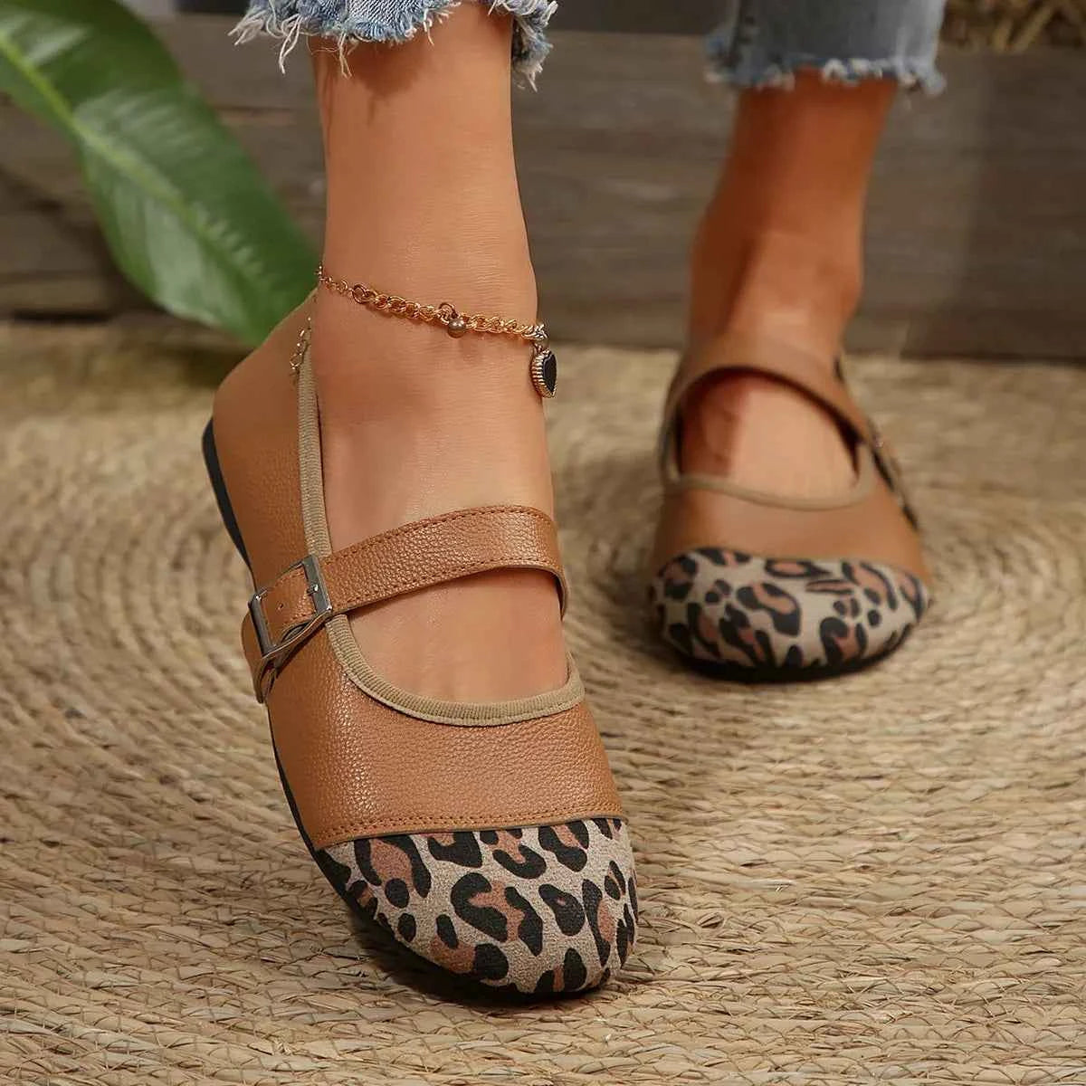 Round Toe Flats Mary Jane Loafers Khaki 4a54a7d7-7ec5-4980-ab66-785e6ed067db-Max-Origin