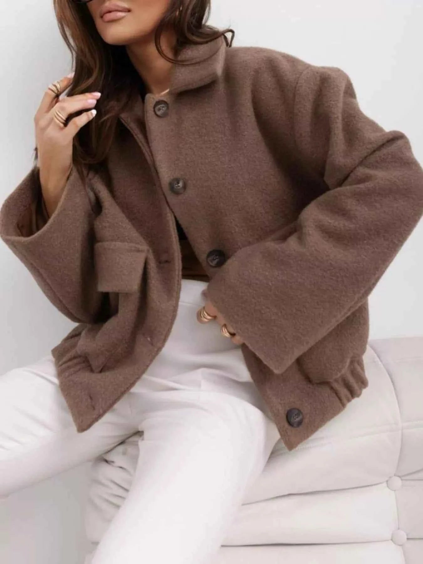 Button-Up Long Sleeve Outerwear Brown 4a5949c4-0277-4360-983a-b8028f8f0d4d-Max-Origin