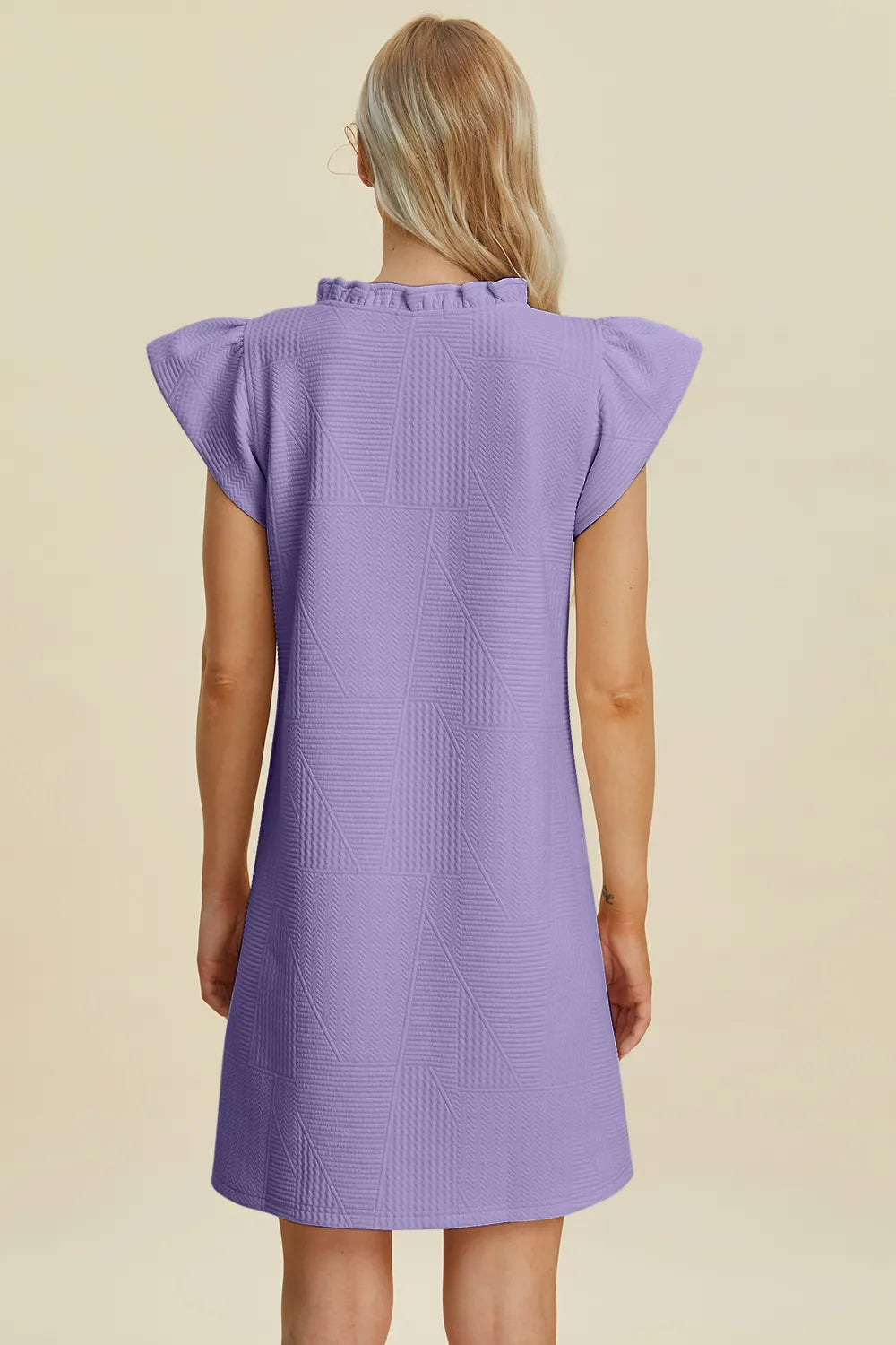 Double Take Full Size Ruffled V-Neck Cap Sleeve Dress 4a6646b4-56b1-4386-ab02-b8e2ca1ee306-Max