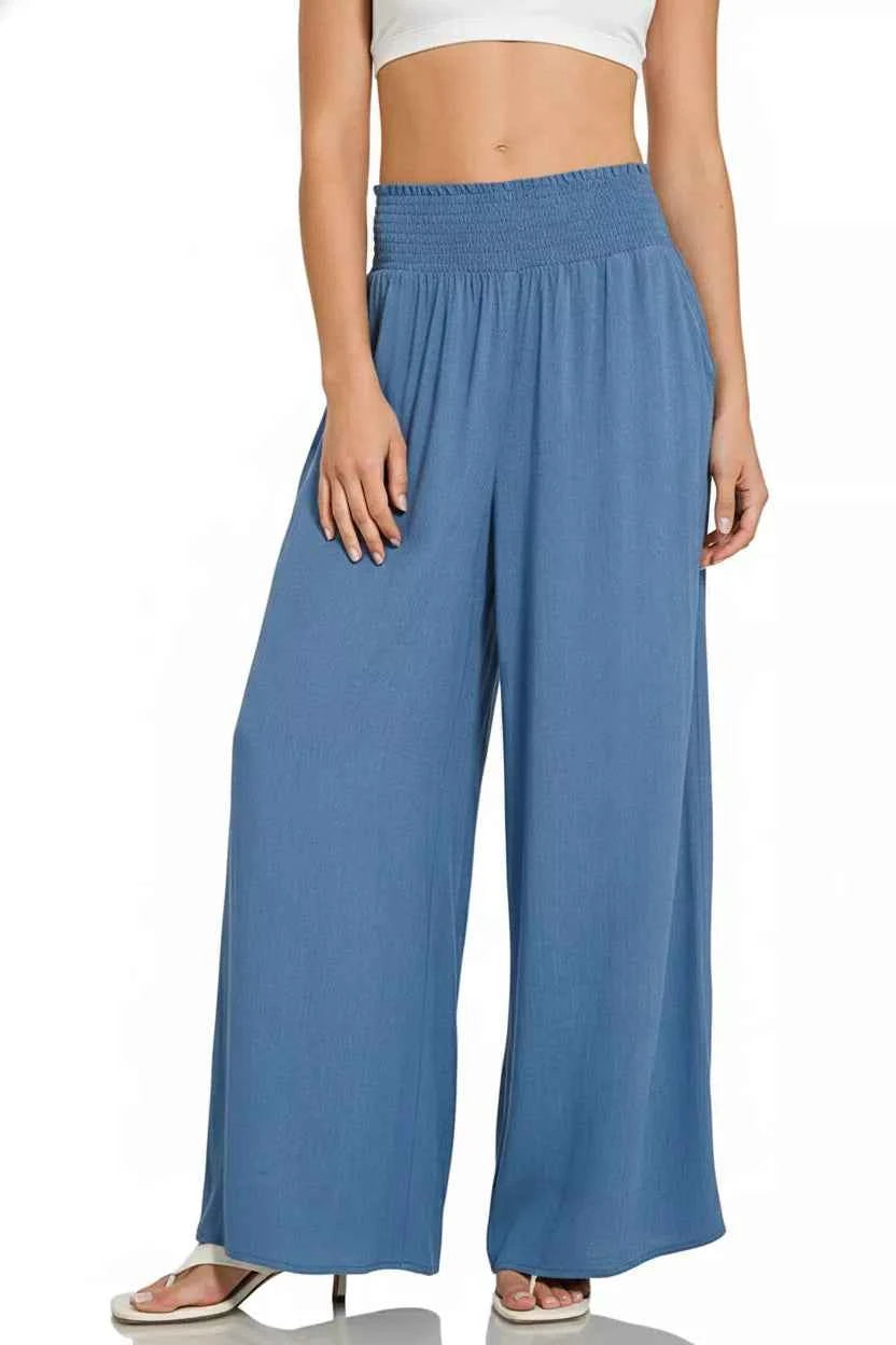 Zenana Smocked Waistband Wide Leg Lounge Pants 4a6c7c8d-3153-432e-87cd-a83a97d0609b-Max-Origin