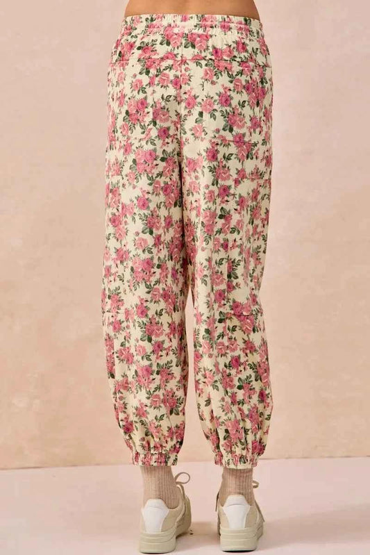 Floral Printed Twill Drawstring Pants With Elastic Band 4a6de42e557c4faa8348e78c624abcb9-Max-Origin