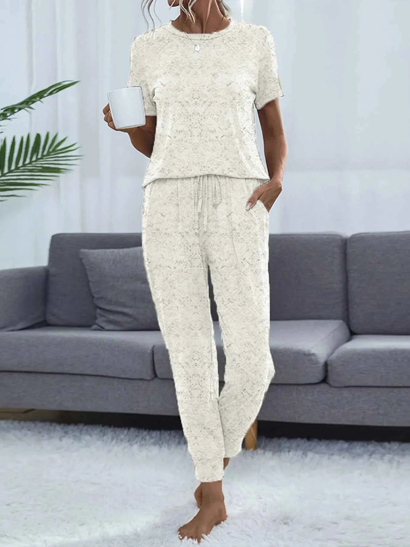 Round Neck Short Sleeve Top and Pants Lounge Set White 4a78a44104bb4cd0bd33ba49cda84b33-Max-Origin