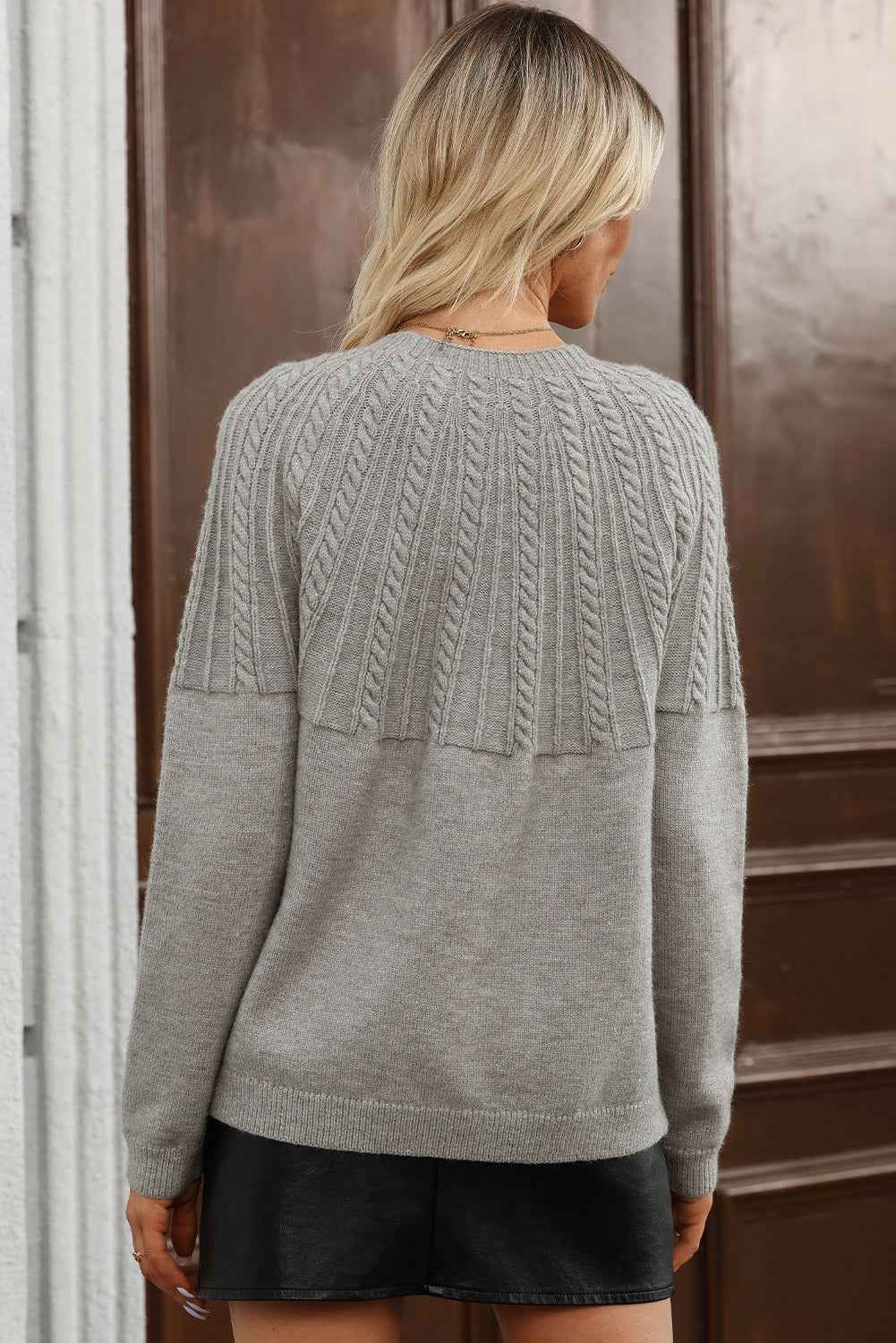 Black Solid Color Textured Detail Button Down Long Sleeve Sweater Cardigan 4a82d438c756774b