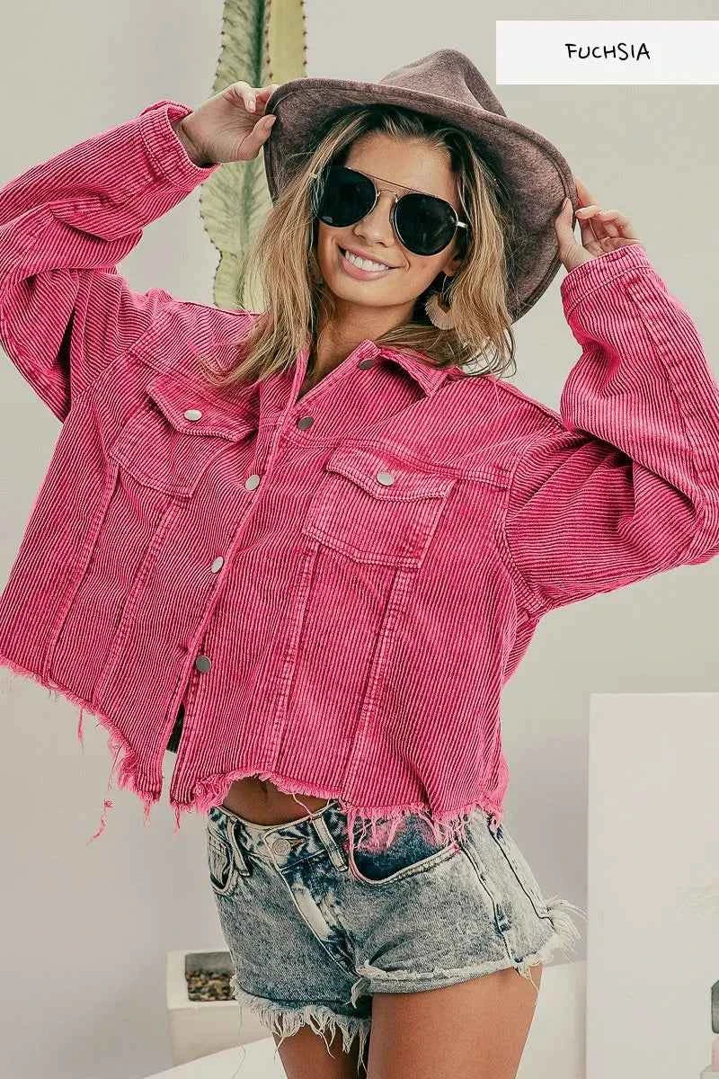 BiBi Vintage Washed Corduroy Jacket FUCHSIA 4a84b603b0e3488da1b5360385e5eca0-Max-Origin