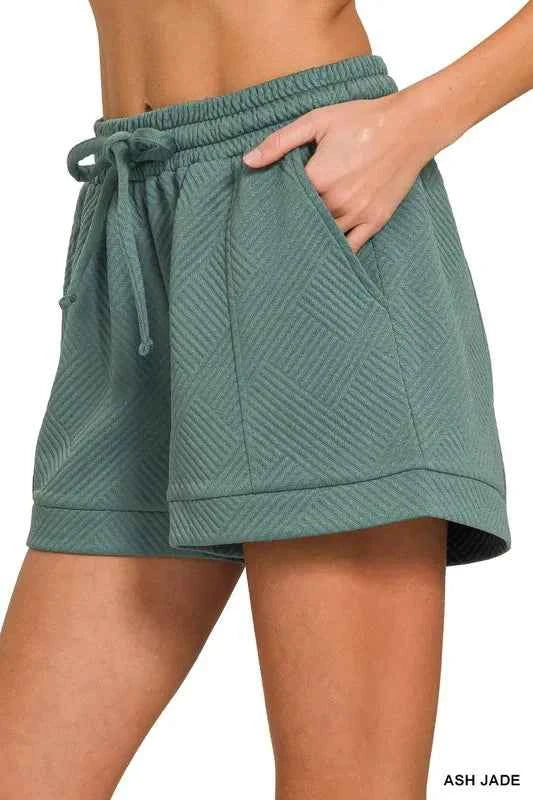Zenana Textured Knit Jacquard Drawstring Shorts 4a8532605d1046749f62934a9954f116-Max-Origin