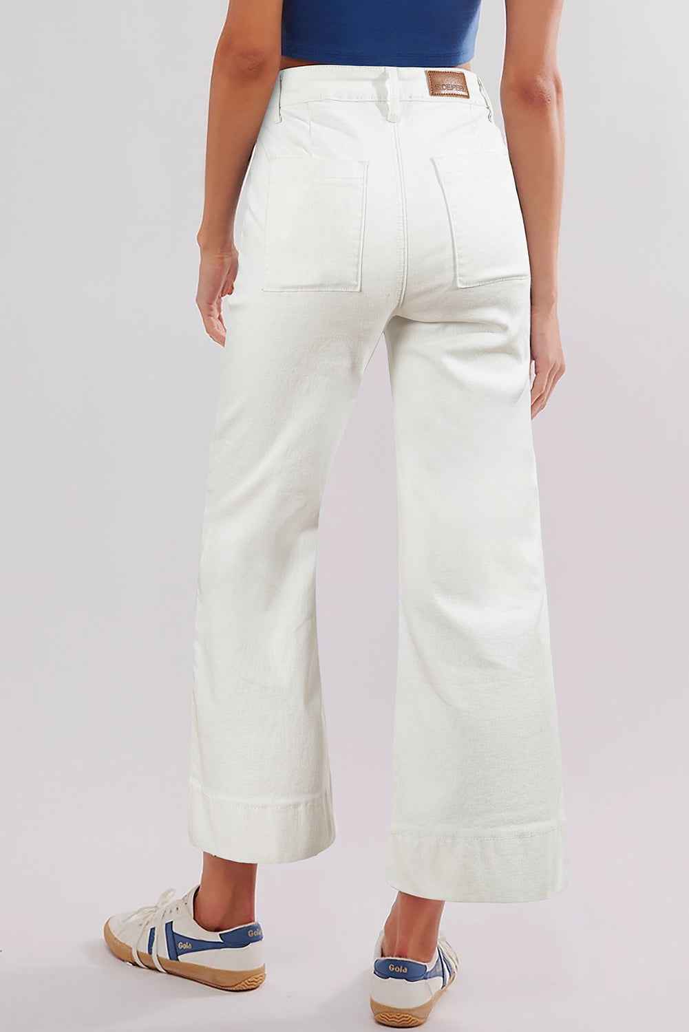 Brown Flap Pockets Front Straight Cropped Jeans 4a8b164f86374564
