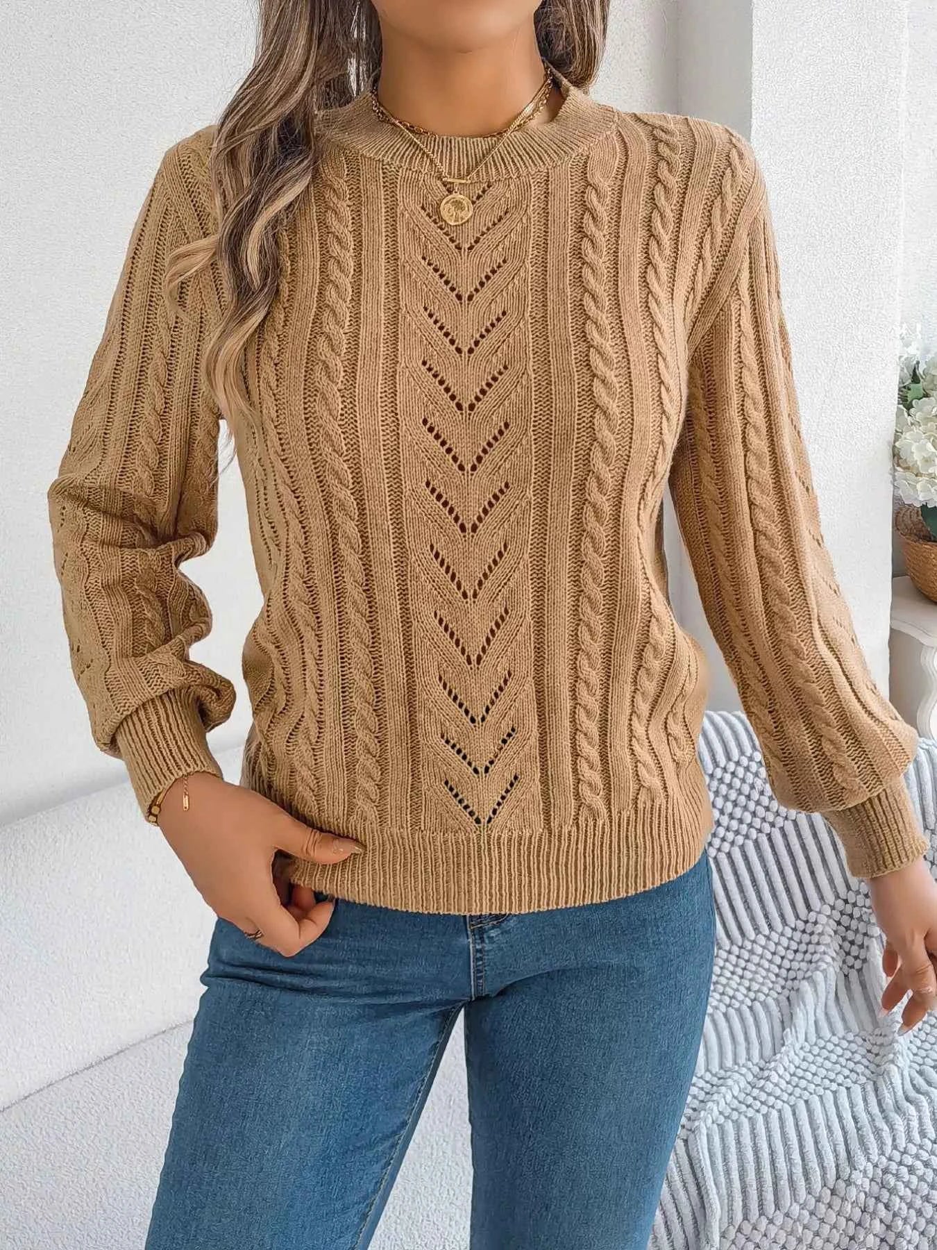 Cable-Knit Round Neck Sweater 4a8caaa5-caee-40bc-a133-cce85a678763-Max-Origin