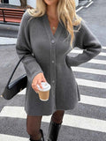 Button-Down Knitted Sweater Dress Dark Gray 4a904279fd484b2c80e110dff19edc06-Max-Origin