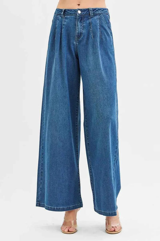 Mid Rise Fit Wide Leg Knit Denim Look Jeans 4a981aeac33841a7a393296b12ba8959-Max-Origin