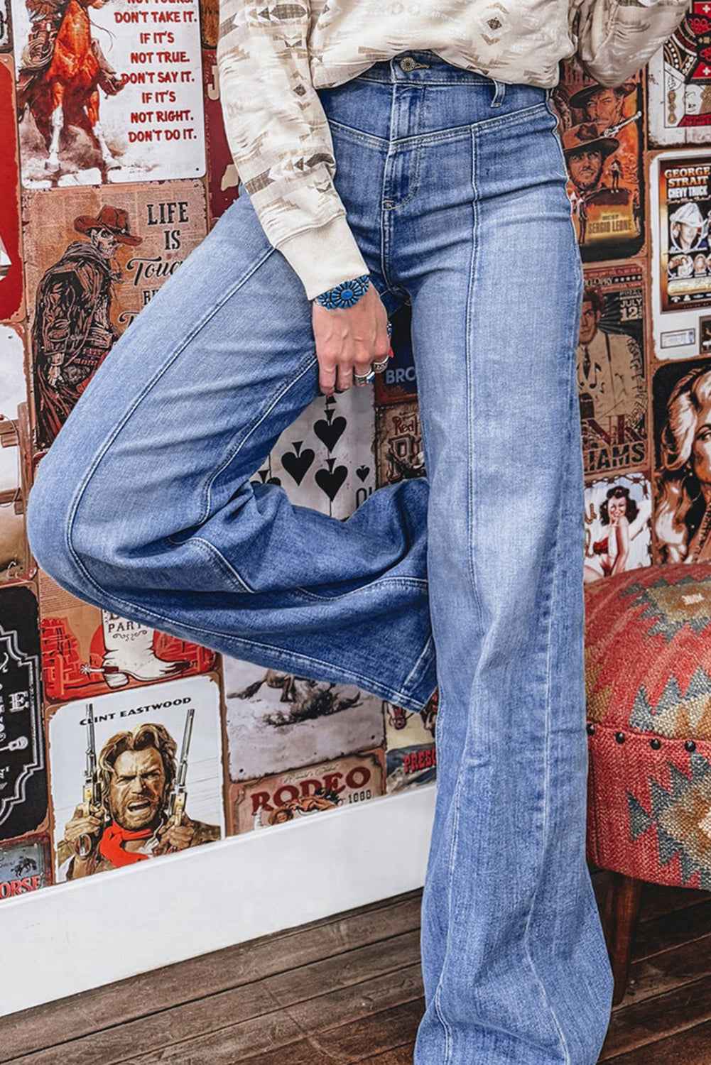 Beau Blue Tailored Center Seam Detail High Rise Jeans 4a98b2614f178c4a