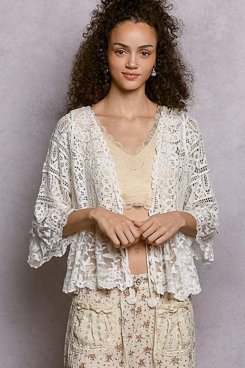 POL Floral Lace Short Sleeve Crochet Cardigan with Tassel Tie WHITE 4a9c9119-4c1d-4dbb-be50-6cefa3399370-Max-Origin