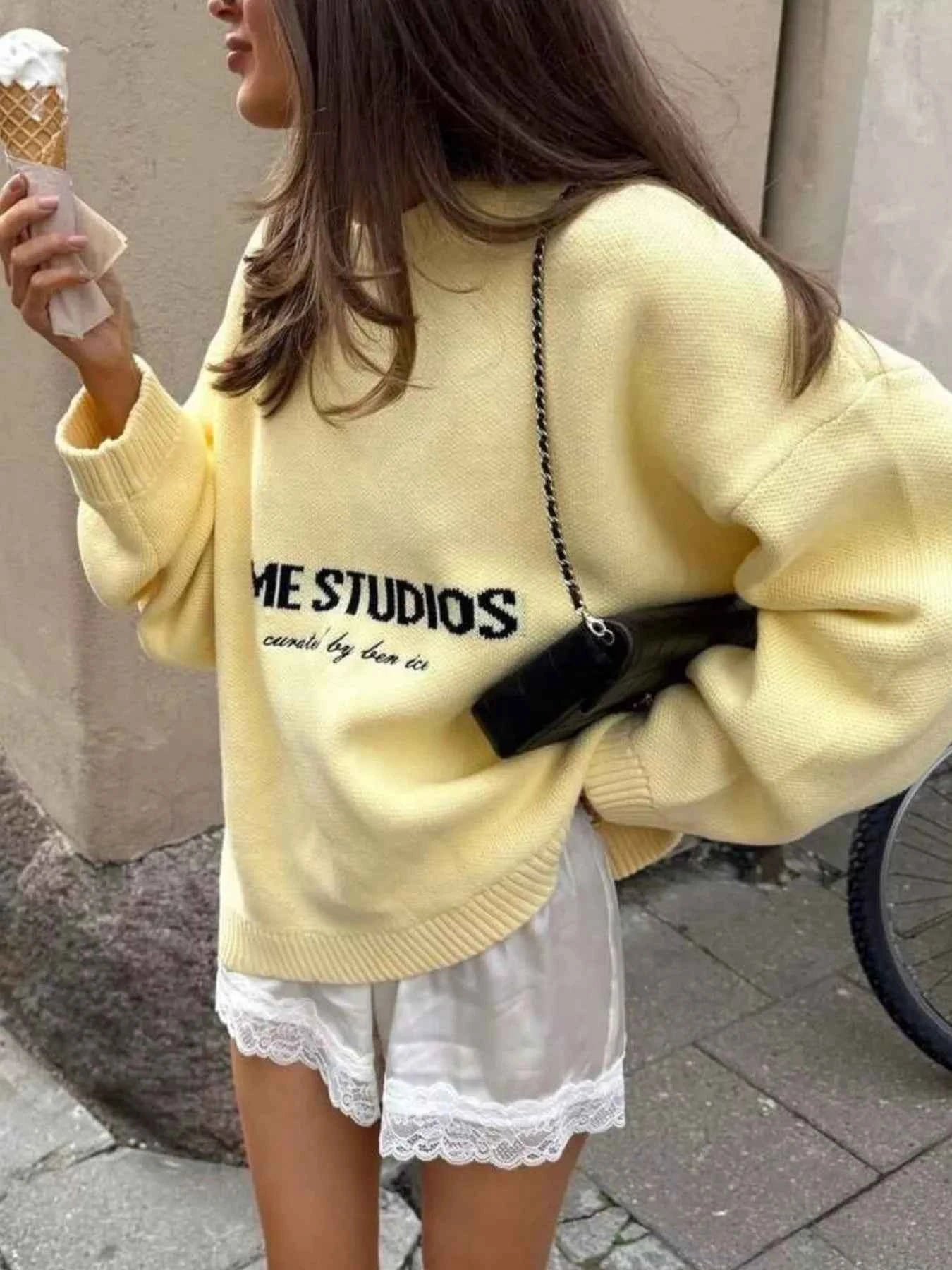 Letter Ribbed Hem Long Sleeve Sweater 4aa2ac8c-c115-4890-98f2-200cf741cd4d-Max-Origin