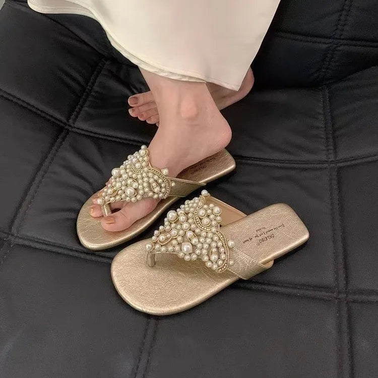Toe Post Flats Sandals Gold 4acc9a5d-3786-47d0-a58c-5c2c62aa25ac-Max-Origin