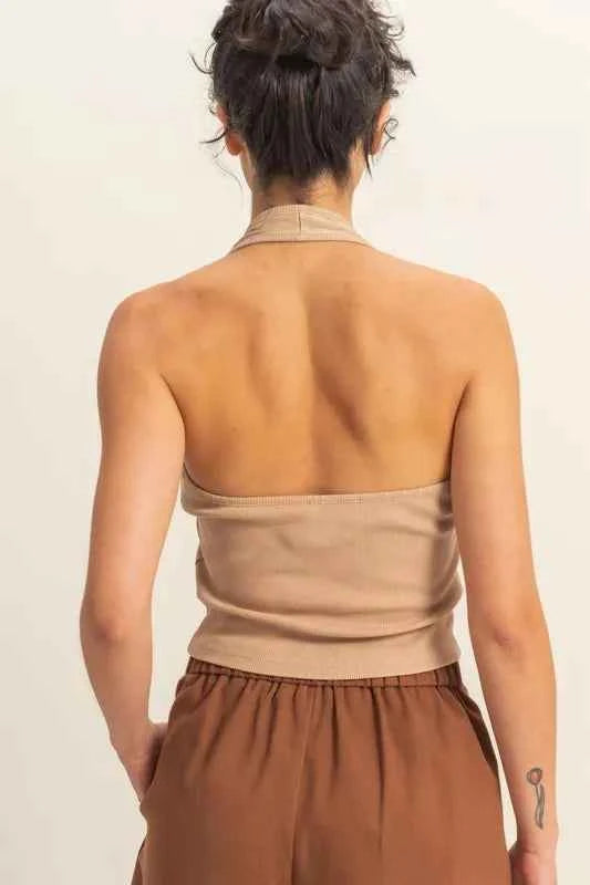 HYFVE Halter Neck Buttoned Washed Top 4acd062a4c3140fa8e86f45a2a1808d9-Max-Origin