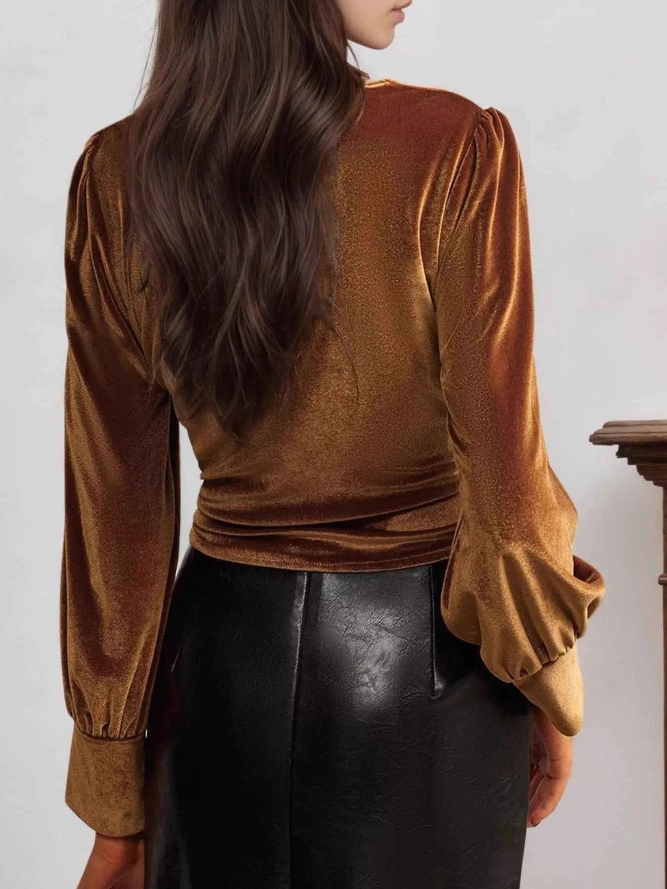 Twisted V-Neck Long Sleeve Blouse 4acd895c-5652-4e88-824e-4a81e2463ac6-Max-Origin