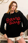 BiBi Game Day Metallic Letter Sweater BLACK RED 4adb77fbae6348b387bf2e213c1fa5d9-Max-Origin