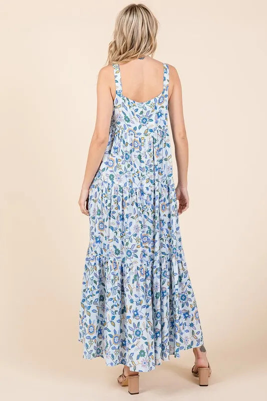 Mittoshop Flower Print Tiered Sleeveless Empire Maxi Dress 4ae866c2-29c9-4246-97cb-2f8dfba2cf83-Max