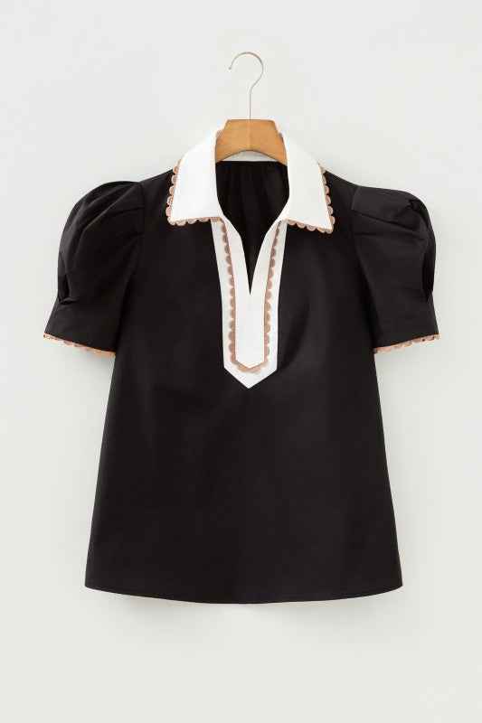 Remington Collar Short Sleeve Blouse 4aef3891-fa51-4773-a02c-2e850a57c826