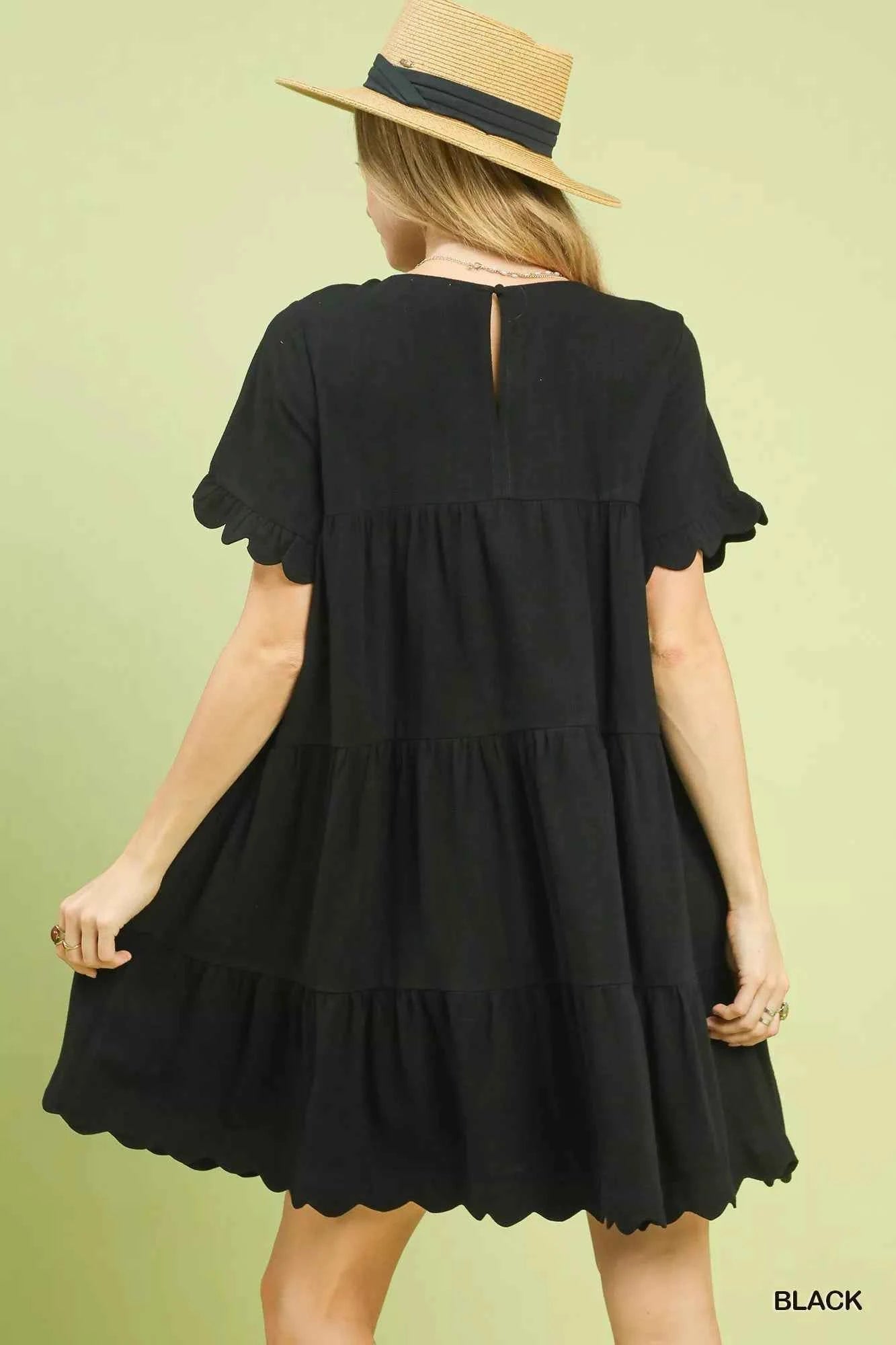 Umgee Linen Tiered Babydoll Dress with Ruffle Sleeves 4afb1e27-52b5-41ee-a5f3-3e96931027ab-Max-Origin