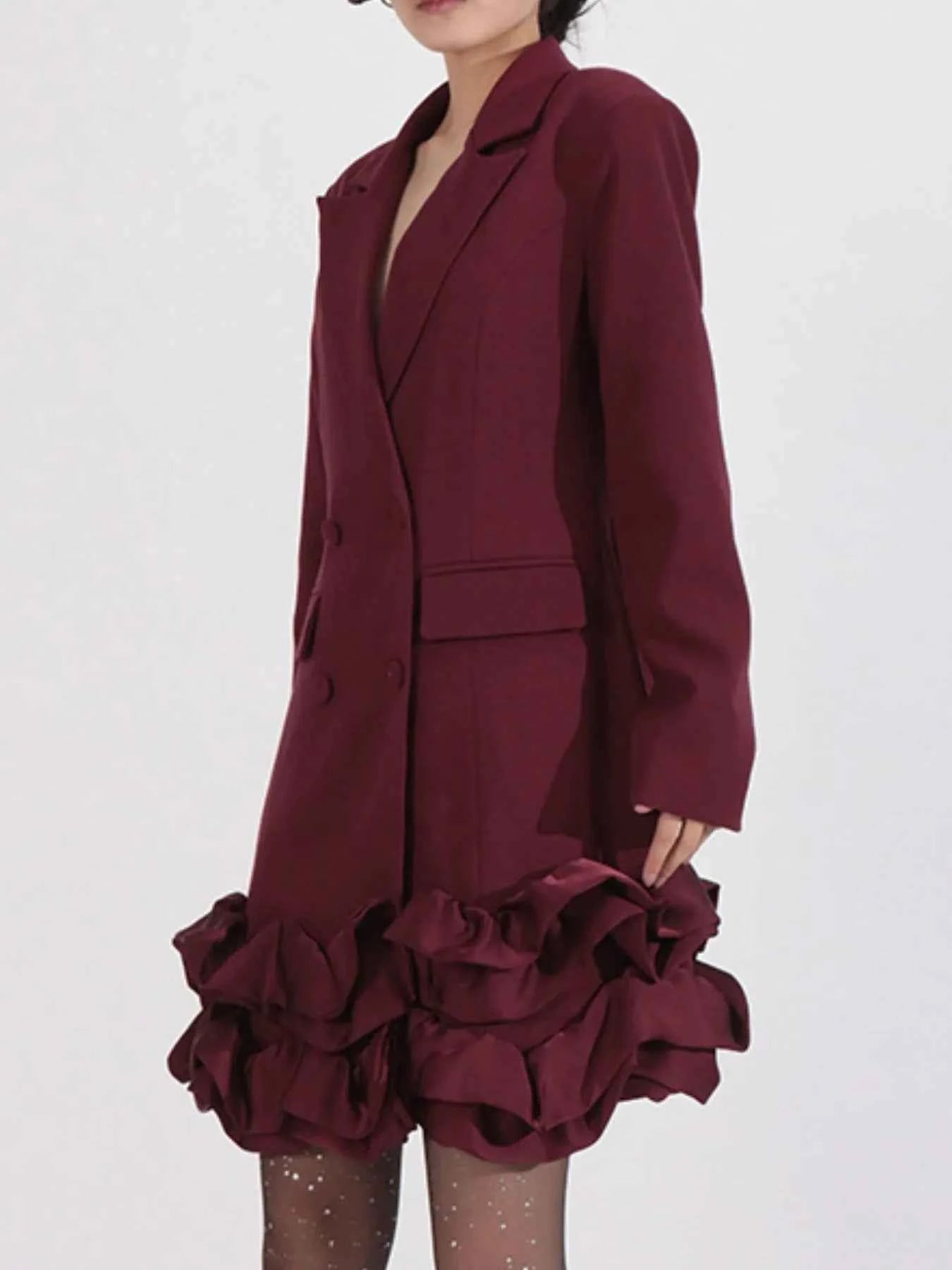 Ruffle Hem Double-Breasted Blazer Dress 4b016ee6-4636-4625-9633-c52048a5fdab-Max-Origin