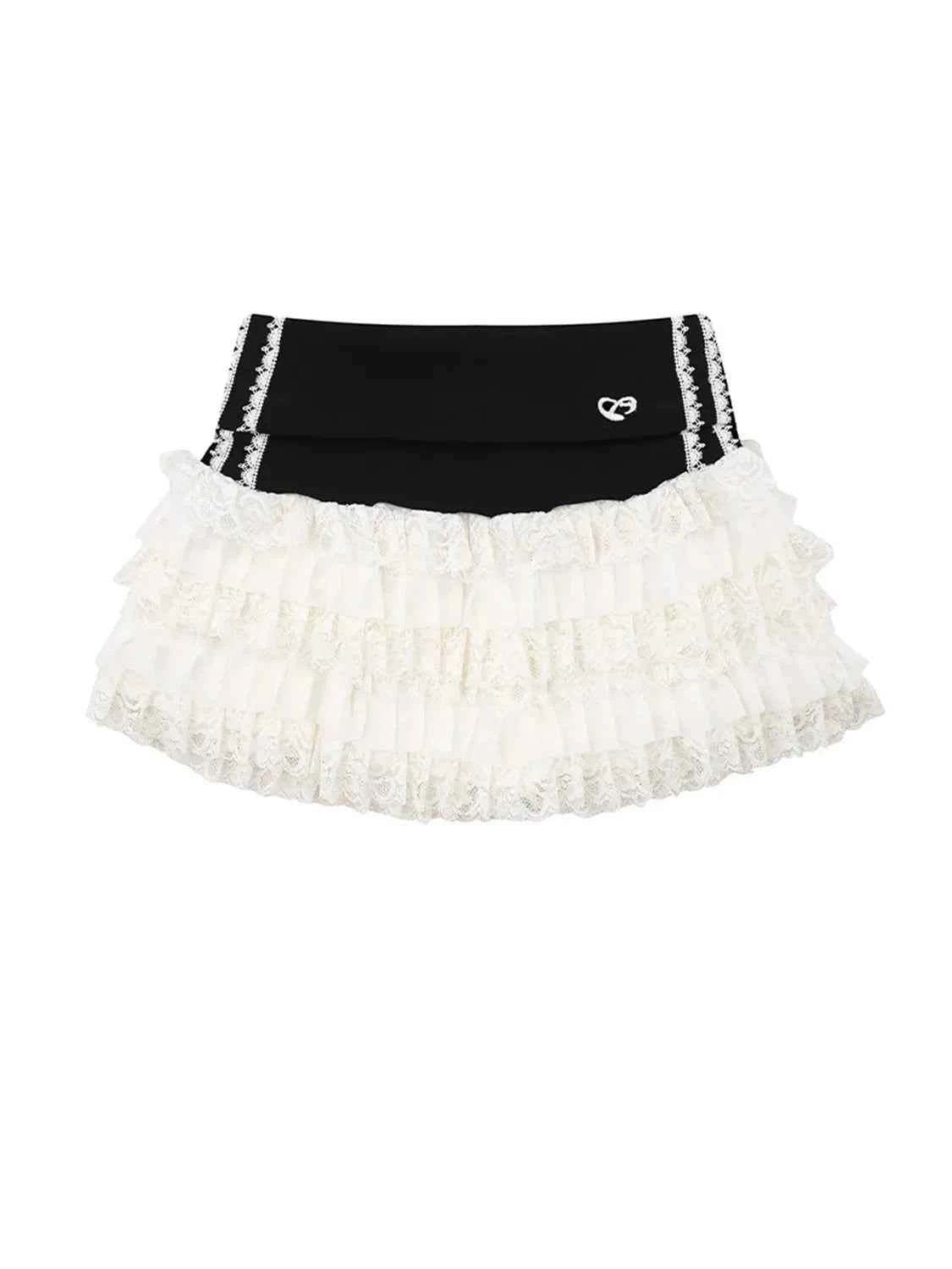 Layered Tulle Mini Skirt with Contrast Waistband Black 4b06d2bc-250a-4f2f-8c60-b0cce566e0e3-Max-Origin