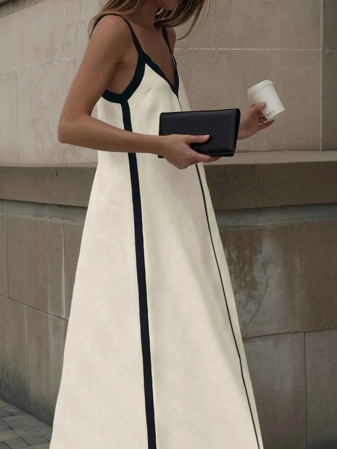 Contrast Trim V-Neck Maxi Dress 4b139f47-99f2-4b47-93d0-962956c9a306-Max-Origin