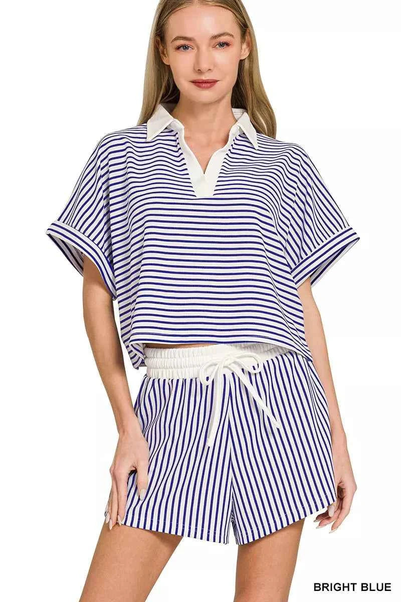Zenana Striped Collared Top & Shorts Set BRIGHT BLUE 4b20d2715bd1442bb5a6bcbf6d81587b-Max-Origin