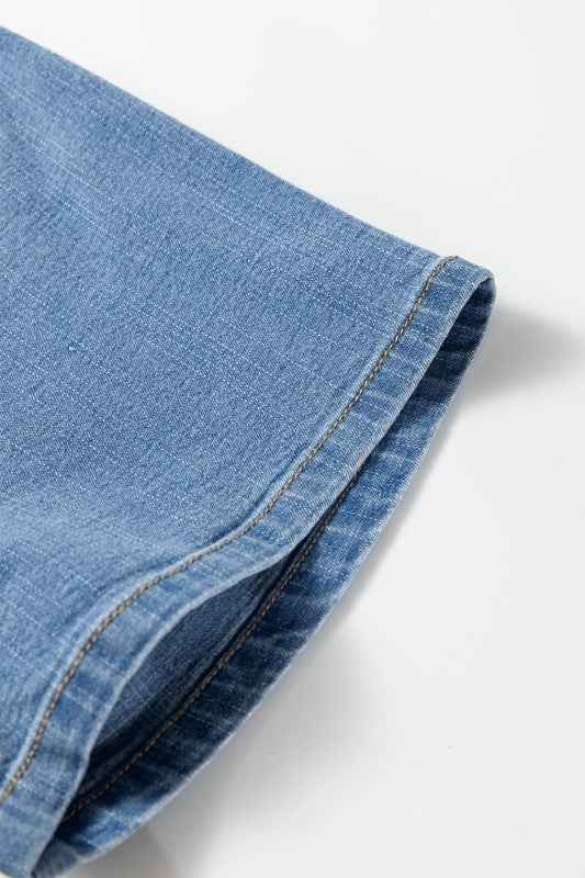 Denim Elastic Waist Short Sleeve Mini Dress 4b3f35f8-b09a-40b6-9456-bd85f4799e1d
