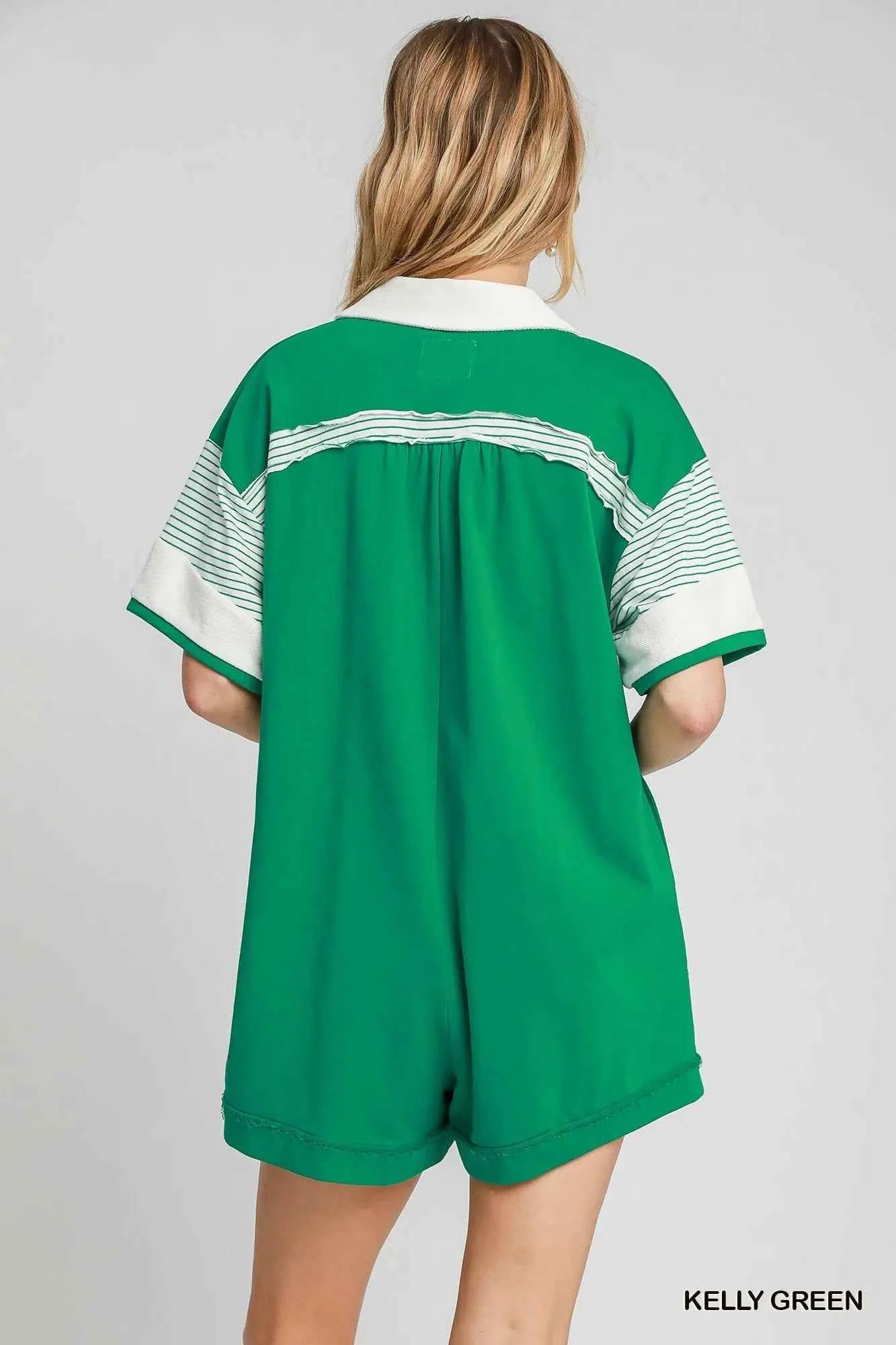 Umgee French Terry Collared Colorblock Romper 4b4a32a4-4b18-4026-98b7-16788d554eca-Max-Origin