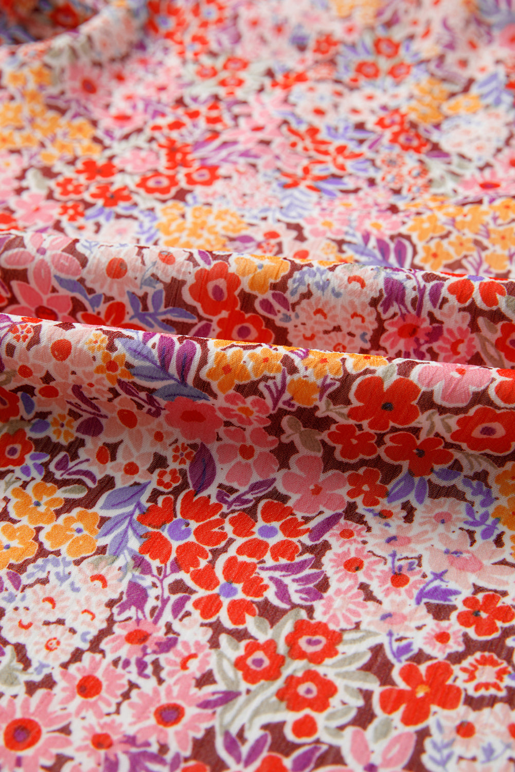Red Boho Floral Print V Neck Long Sleeve Blouse 4b4aaed09fb9f06d
